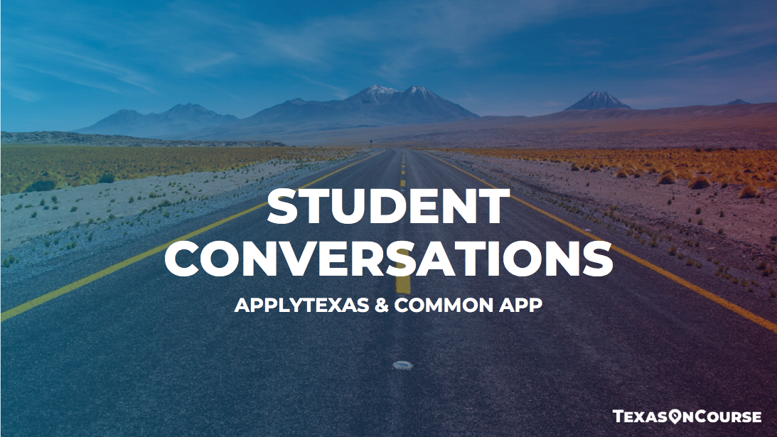 Screenshot from the Texas OnCourse webinar on college applications